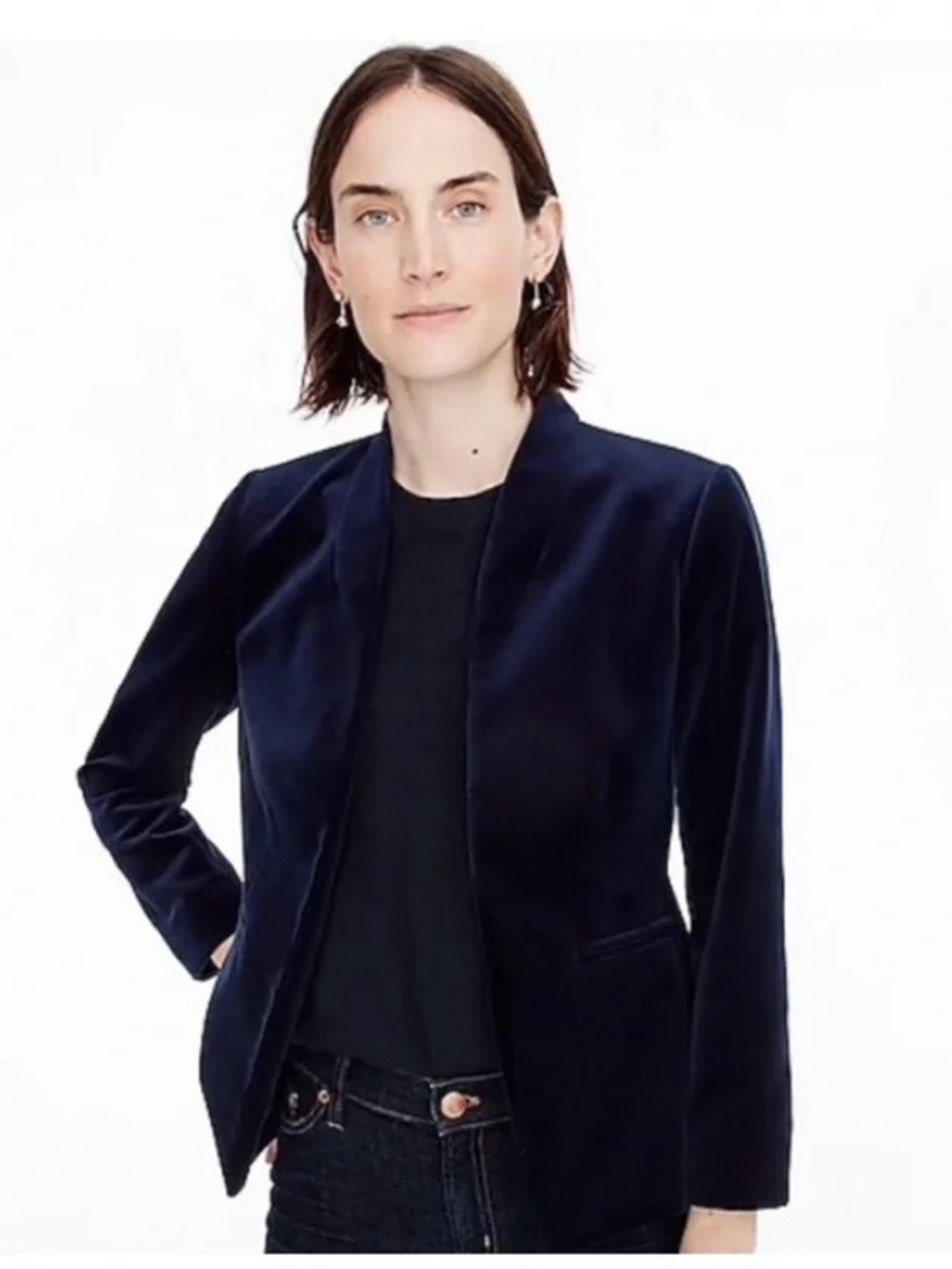 J. Crew Women's Navy Blue Velvet Going Out Blazer. Size 6